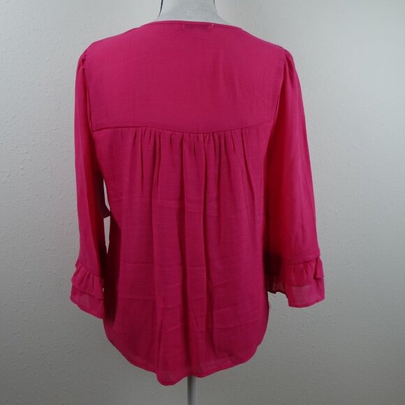 Figueroa & Flower Embroidered Tunic Top Women's Petite Size PM Pink Loose Fit - Picture 4 of 11